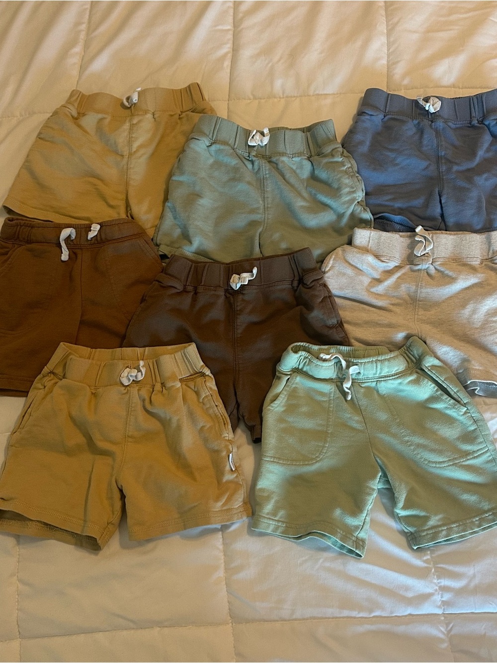 Toddler Drawstring Cotton Shorts - Assorted Neutral Colors
